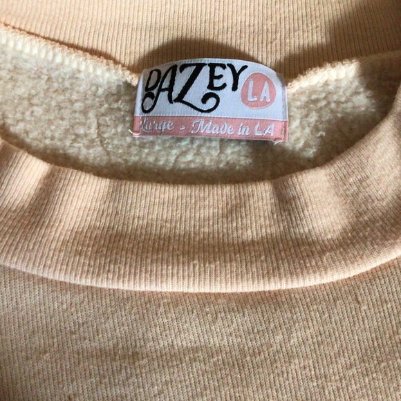 Dazey LA Leopard Stripe Softie Rose Crop Crew Sweatshirt Large - Picture 7 of 9